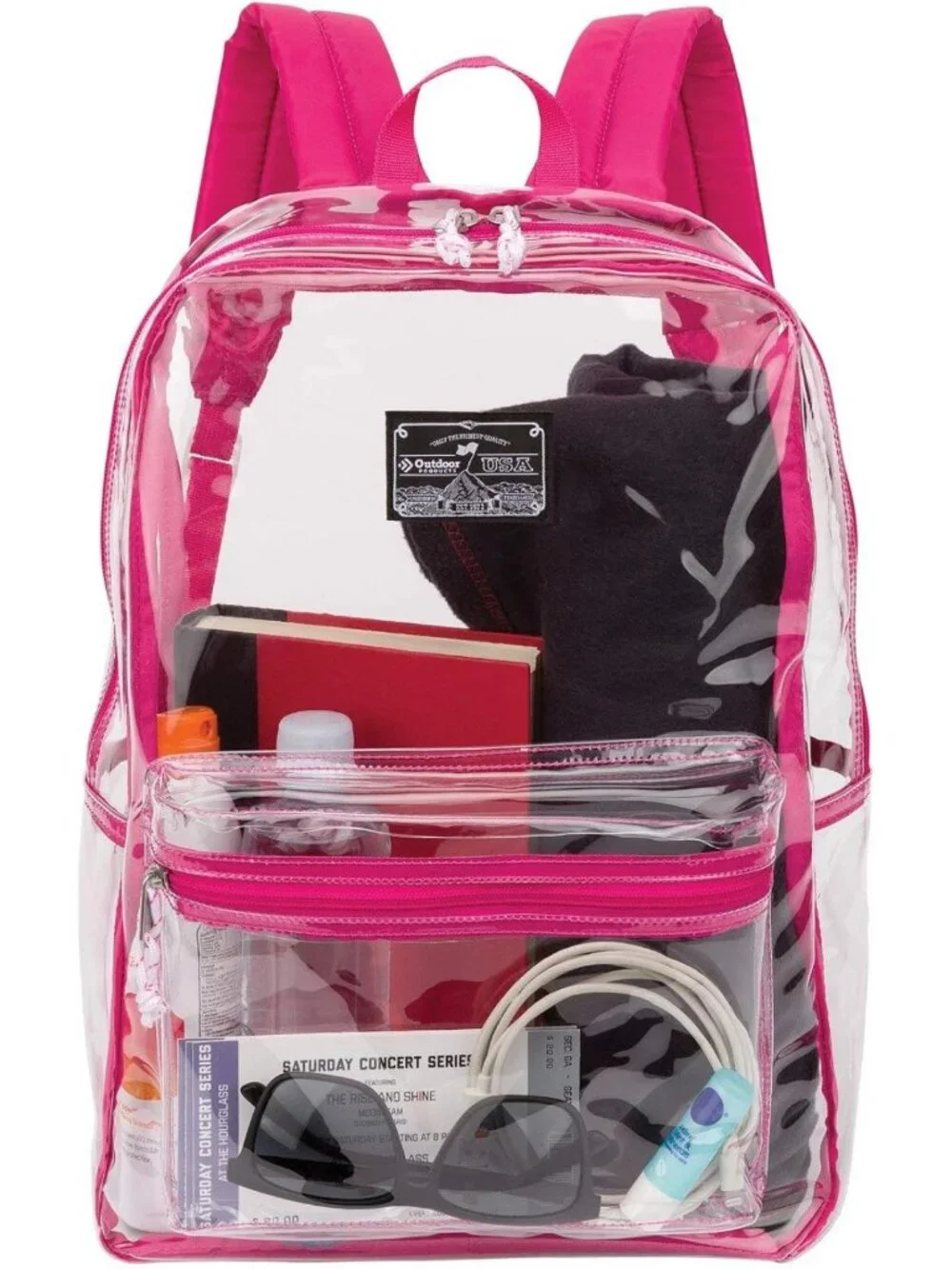 Stylish Clear Pass Daypack in Pink & Black - Lightweight, Durable, Perfect for
